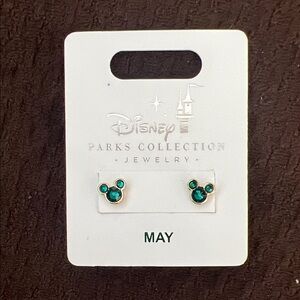 Disney Parks Birthstone Collection Green Mickey Earrings